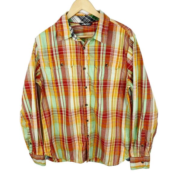 The North Face Shirt Men Medium Plaid Check Multi Color Button Front Long Sleeve - Picture 1 of 3